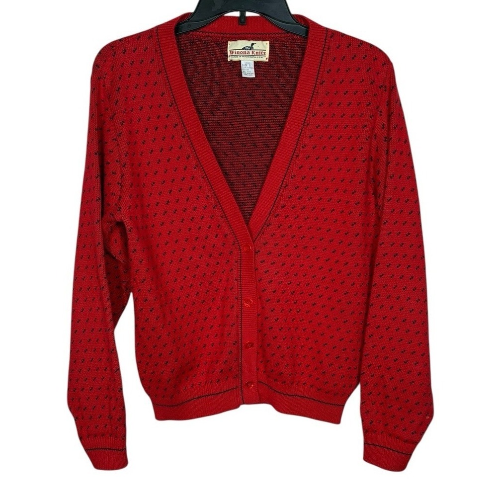 Vintage Winona Knits Sweater Cardigan Women's Sz S Academia Made In USA Preppy